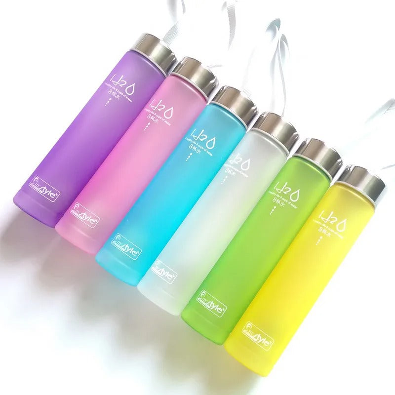 Creative Candy Color Portable Leak-proof Water Bottles Frosted Sport Unbreakable Plastic Lemon Juice Storage Bottle Drinkware