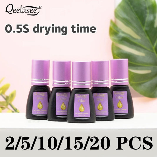 Qeelasee Glue 2/5/10/15/20 Pcs New Arrival 0.5s Fast Drying Eyelash Extension Glue Lasting 7-8 Weeks lash glue Makeup Tools