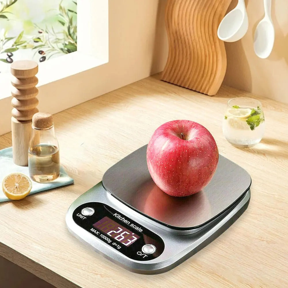 Household Kitchen Scale Electronic Food Scale Baking Scale Measuring Tool Stainless Steel Platform With LCD Display 10kg/ 1g