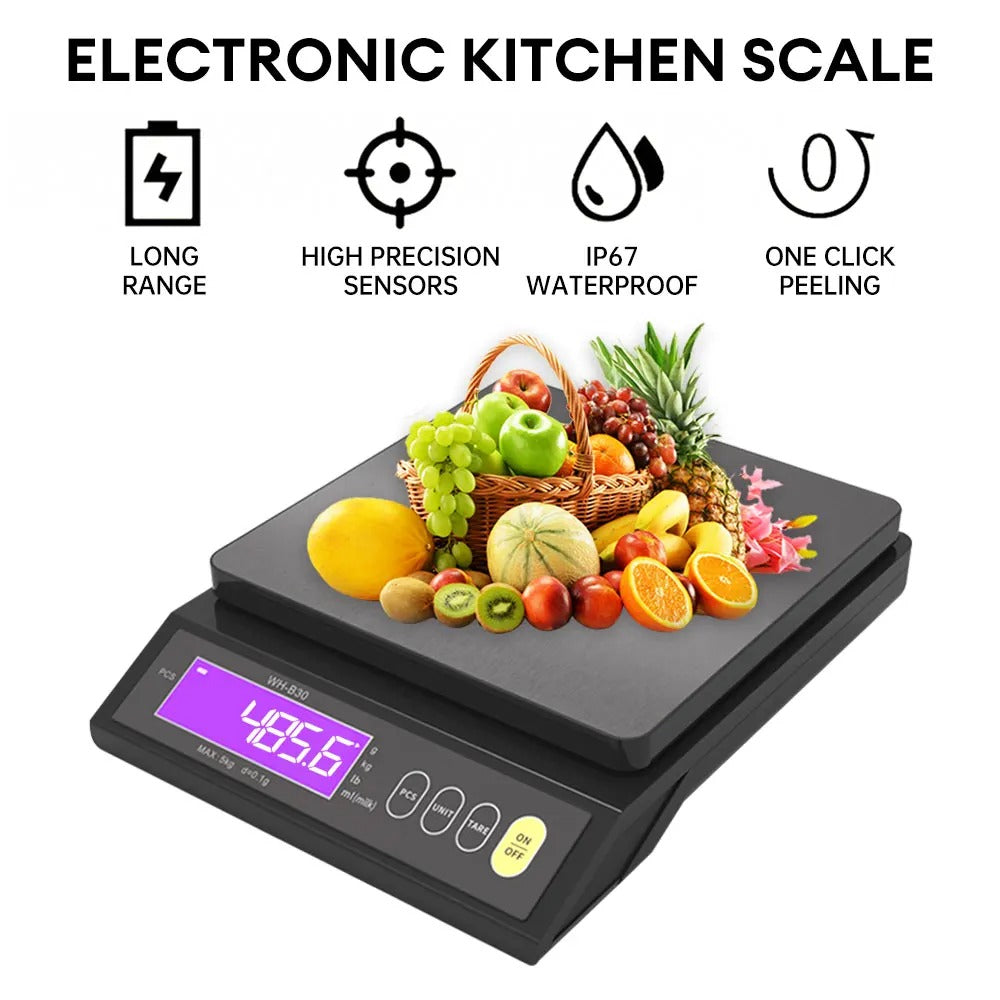 5kg/10kgDigital Electronic Kitchen Scale Household Stainless Steel Measuring Weighing Baking Tool with LCD Display