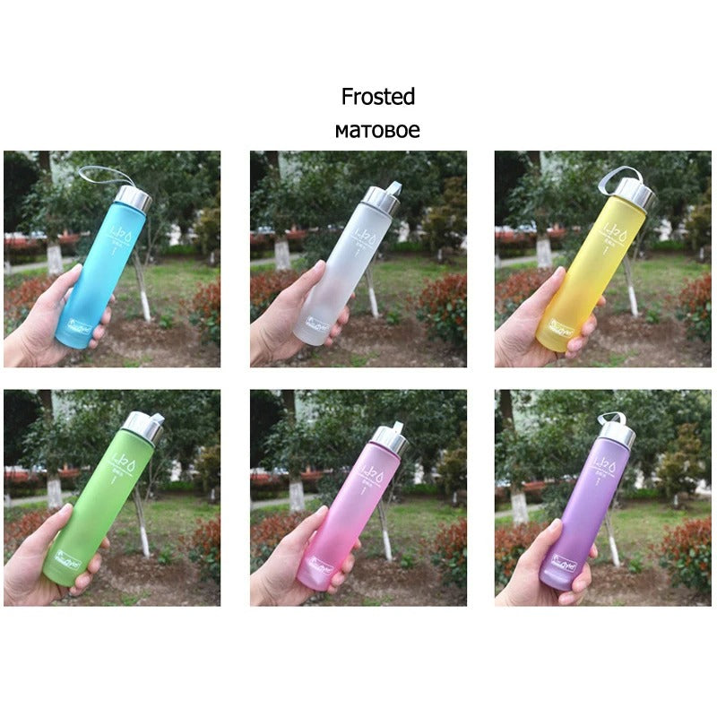 Creative Candy Color Portable Leak-proof Water Bottles Frosted Sport Unbreakable Plastic Lemon Juice Storage Bottle Drinkware