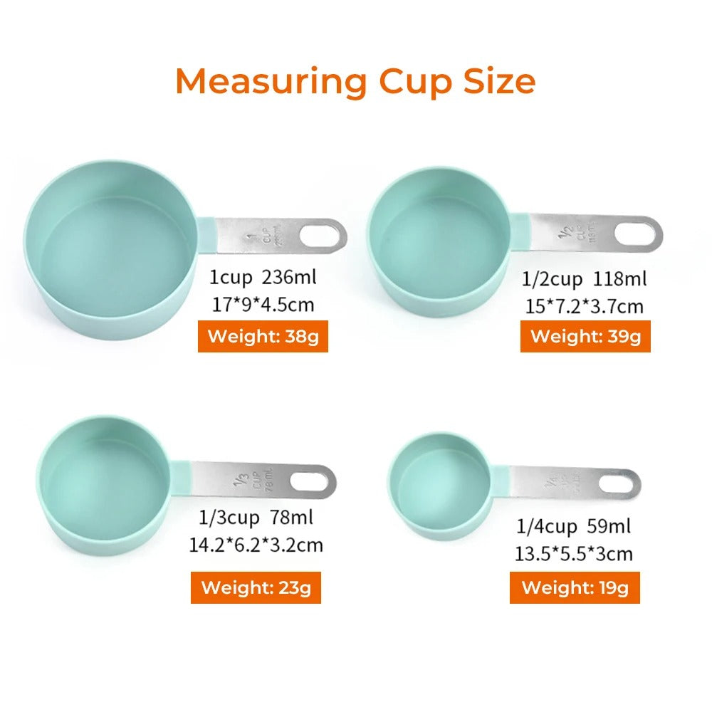 4pcs Baking Tools Kitchen Measuring Spoon Set Stainless Steel Handle Measuring Cup With Scale Measuring Spoon Kitchen Gadgets