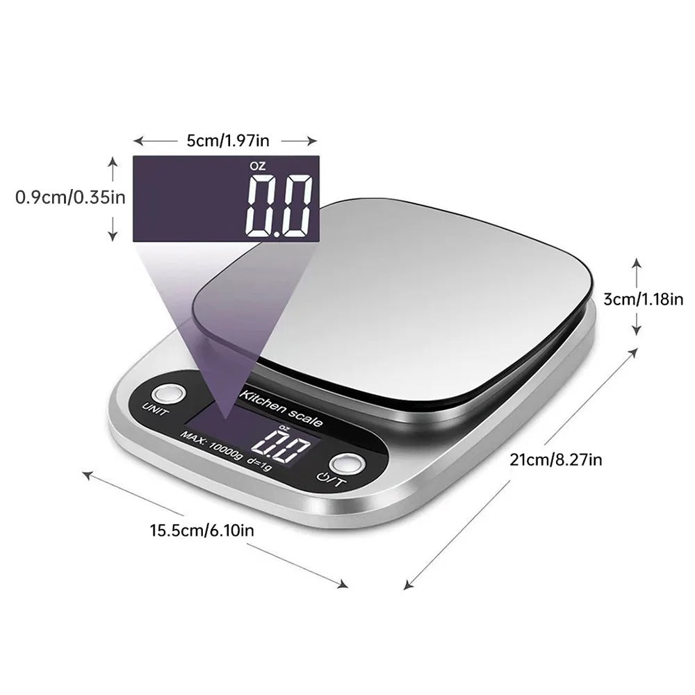 Household Kitchen Scale Electronic Food Scale Baking Scale Measuring Tool Stainless Steel Platform With LCD Display 10kg/ 1g